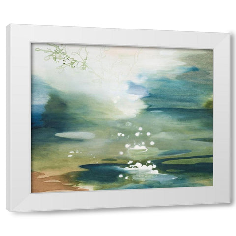 Green Joyous White Modern Wood Framed Art Print by Leaver, Tara
