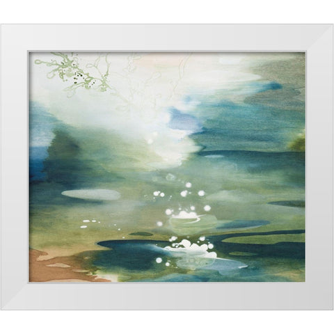 Green Joyous White Modern Wood Framed Art Print by Leaver, Tara