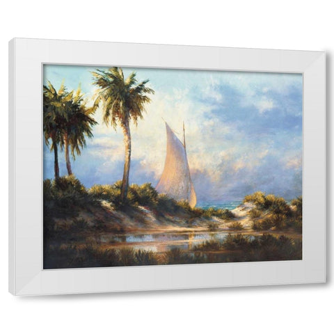 Manasota Key Returning White Modern Wood Framed Art Print by Malarz