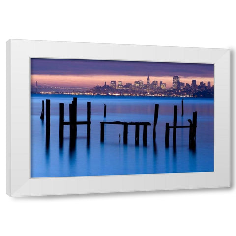Bay Pilings  Sausalito White Modern Wood Framed Art Print by Murray, Jeffrey