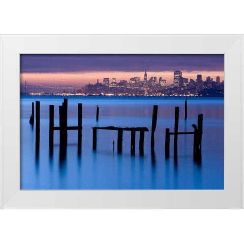 Bay Pilings  Sausalito White Modern Wood Framed Art Print by Murray, Jeffrey
