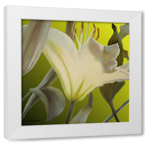 Lily Green White Modern Wood Framed Art Print by McLaughlin, Jan
