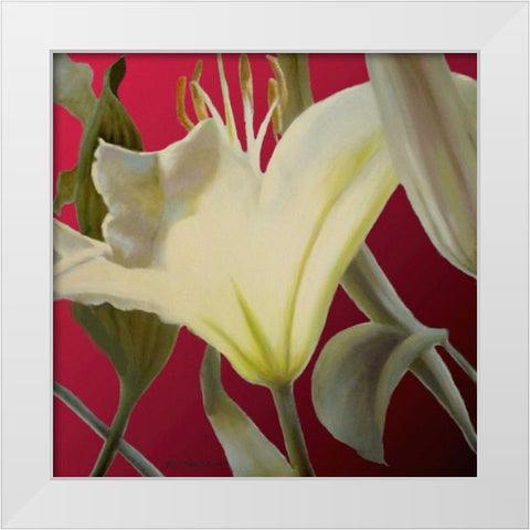 Lily Red White Modern Wood Framed Art Print by McLaughlin, Jan