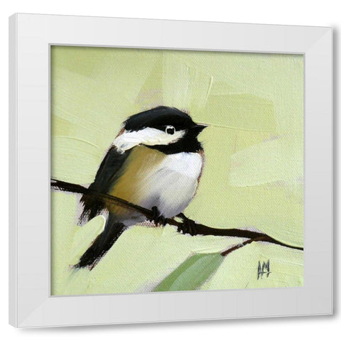 Chickadee No. 143 White Modern Wood Framed Art Print by Moulton, Angela
