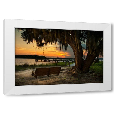 Savannah Sunset White Modern Wood Framed Art Print by Mikaels, Natalie