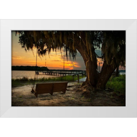 Savannah Sunset White Modern Wood Framed Art Print by Mikaels, Natalie