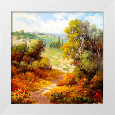 Autumn Path White Modern Wood Framed Art Print by Marino