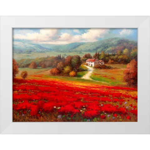 Poppy Fields Afar White Modern Wood Framed Art Print by Marino