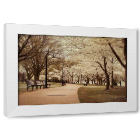 Springtime Stroll White Modern Wood Framed Art Print by Mikaels, Natalie