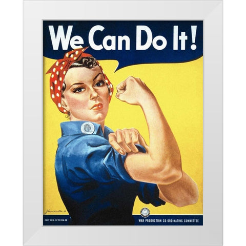 Rosie the Riveter White Modern Wood Framed Art Print by Miller, J. Howard