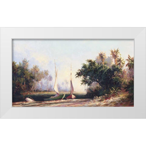 Peace River Sunset White Modern Wood Framed Art Print by Malarz