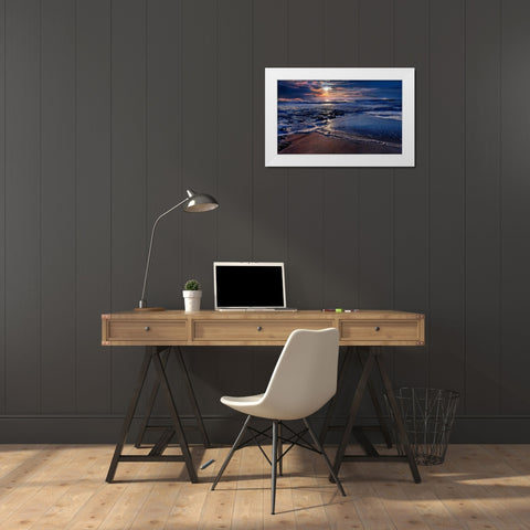 Deep Blue White Modern Wood Framed Art Print by Mikaels, Natalie