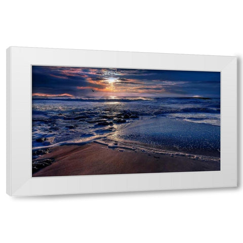 Deep Blue White Modern Wood Framed Art Print by Mikaels, Natalie