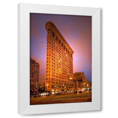 Dramatic Flatiron White Modern Wood Framed Art Print by Mikaels, Natalie