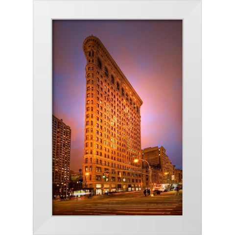 Dramatic Flatiron White Modern Wood Framed Art Print by Mikaels, Natalie