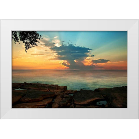 Tranquil Overlook White Modern Wood Framed Art Print by Mikaels, Natalie