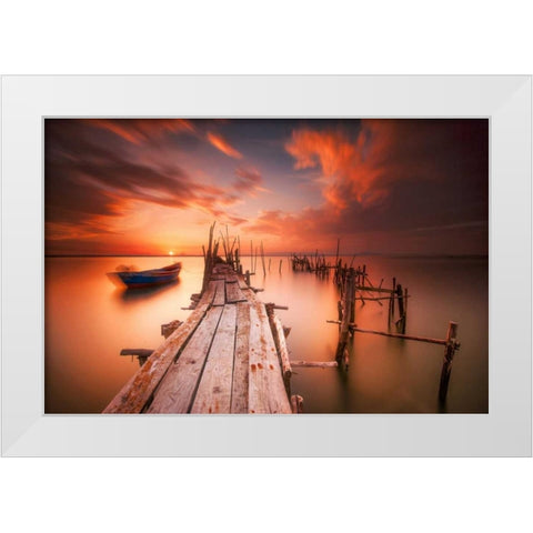 Red SunsetÃ‚Â at Carrasqueira, Alentejo White Modern Wood Framed Art Print by Mumford, Andy