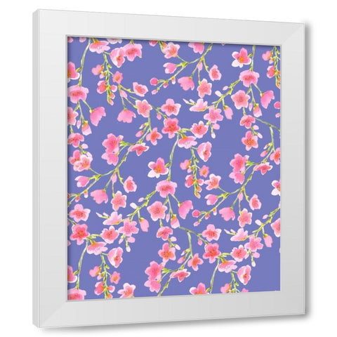 Cherry Blossom Blue White Modern Wood Framed Art Print by Maldonado, Jacqueline
