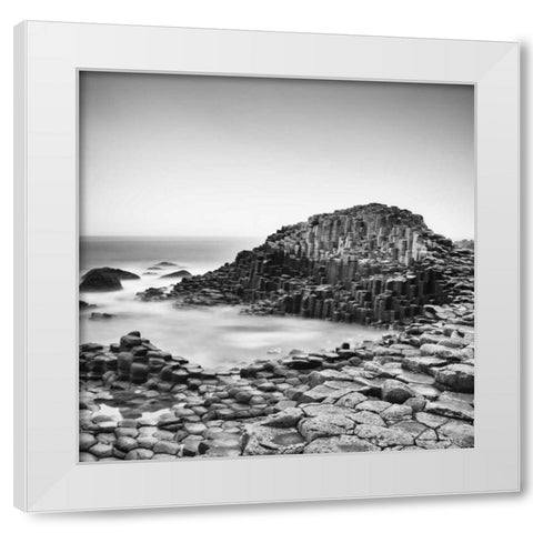 The Giantaâ‚¬â„¢s Causeway White Modern Wood Framed Art Print by Morrissey, Margaret