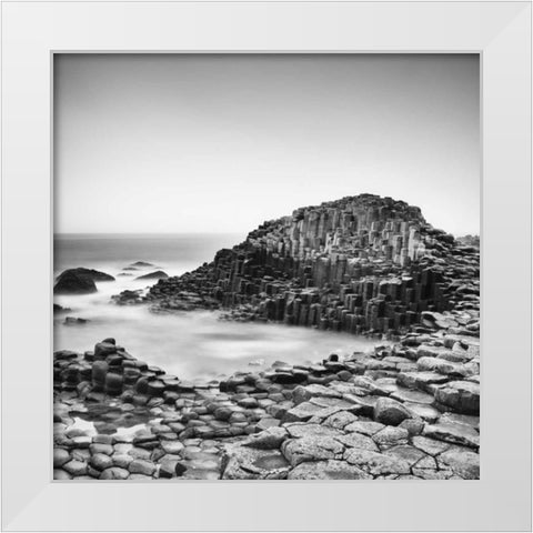 The Giantaâ‚¬â„¢s Causeway White Modern Wood Framed Art Print by Morrissey, Margaret