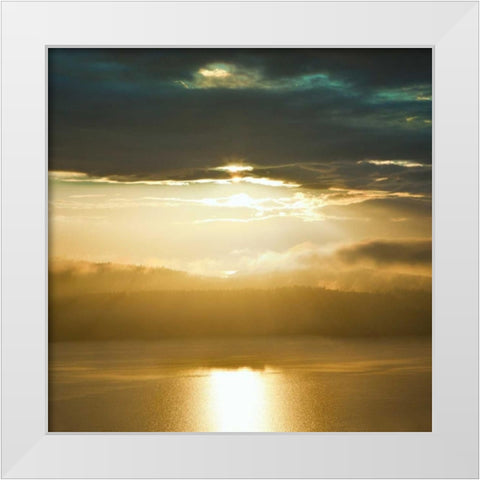 Orcas Sunset 1 White Modern Wood Framed Art Print by Miamee, Golie
