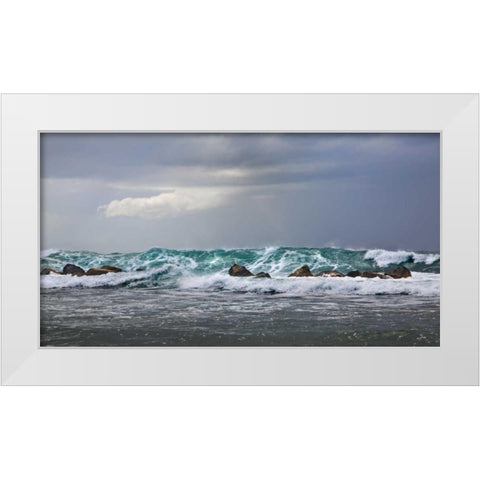 Storm in Dorado White Modern Wood Framed Art Print by Miamee, Golie