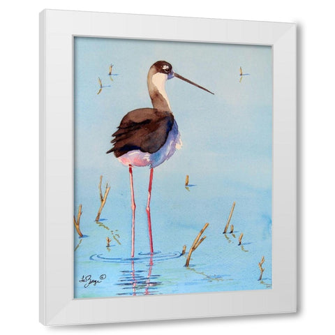 Black Neck Stilt III White Modern Wood Framed Art Print by Muren, Nancy LaBerge