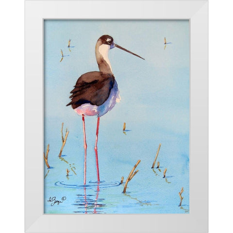 Black Neck Stilt III White Modern Wood Framed Art Print by Muren, Nancy LaBerge