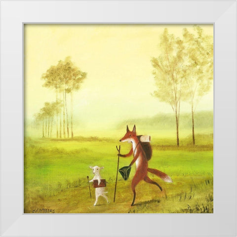 Master Lamb and His Painting Master White Modern Wood Framed Art Print by McInnes, DD
