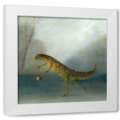 The Yuletide Newt White Modern Wood Framed Art Print by McInnes, DD