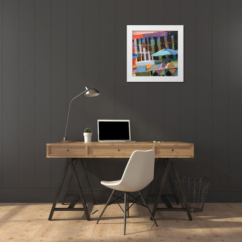 Bus Stop Cafe White Modern Wood Framed Art Print by Mollica, Patti
