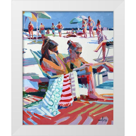 Beach Gossip White Modern Wood Framed Art Print by Mollica, Patti