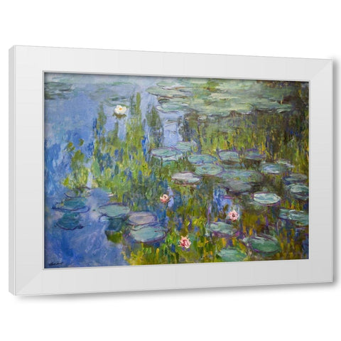 Seerosen White Modern Wood Framed Art Print by Monet, Claude