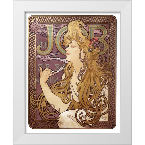 Job Cigarette Rolling Papers Advertisement, 1897 White Modern Wood Framed Art Print by Mucha, Alphonse