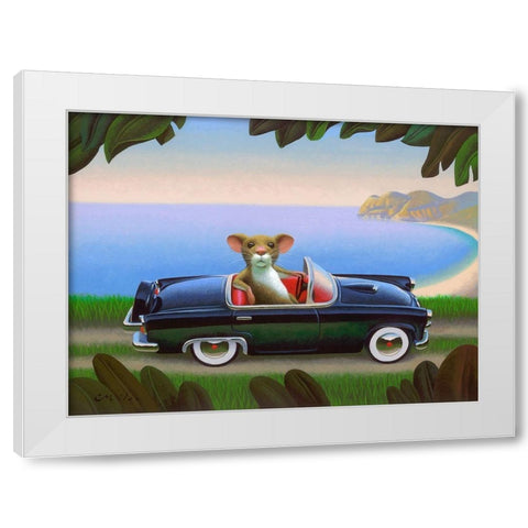 Mouster White Modern Wood Framed Art Print by Miles, Chris