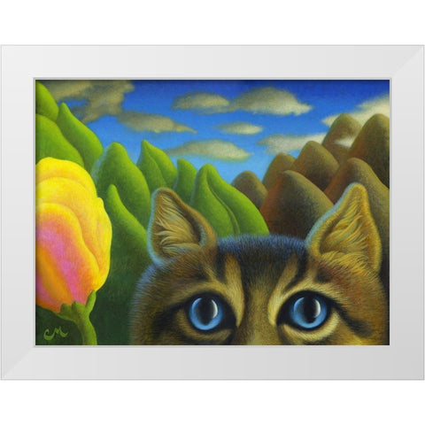 Watching White Modern Wood Framed Art Print by Miles, Chris