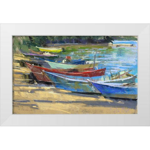 Fishing Boats Marta White Modern Wood Framed Art Print by Mertz, Nancie King