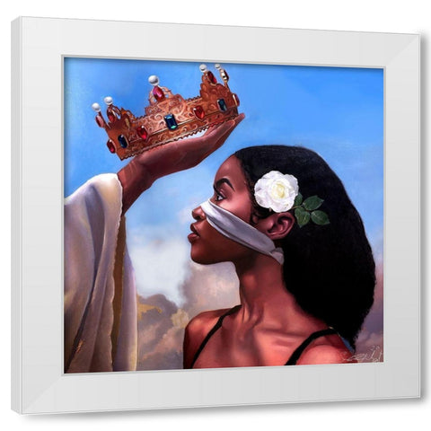 Crown Me Lord â€“ Woman White Modern Wood Framed Art Print by Muhammad, Salaam