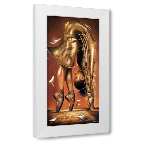 Balletic Tune White Modern Wood Framed Art Print by Muhammad, Salaam