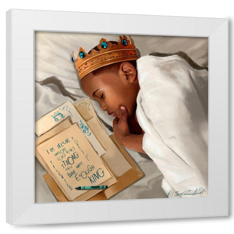 Even When Im Sleeping - Boy White Modern Wood Framed Art Print by Muhammad, Salaam