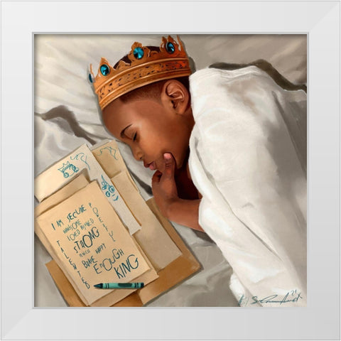 Even When Im Sleeping - Boy White Modern Wood Framed Art Print by Muhammad, Salaam