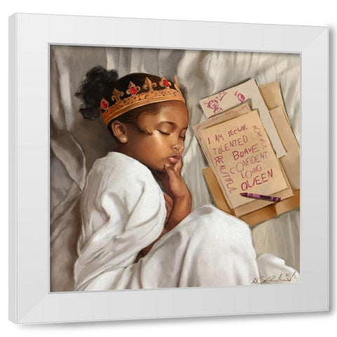 Even When Im Sleeping - Girl White Modern Wood Framed Art Print by Muhammad, Salaam