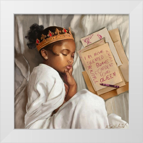 Even When Im Sleeping - Girl White Modern Wood Framed Art Print by Muhammad, Salaam