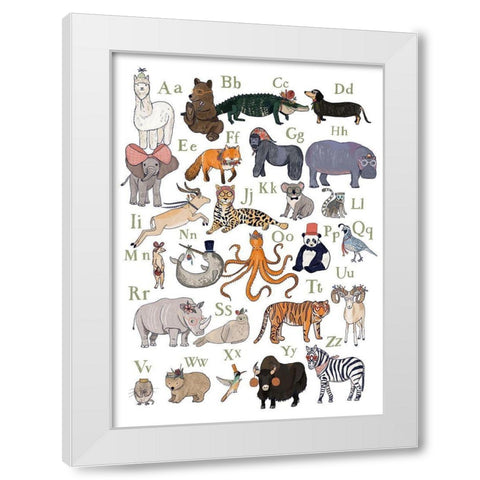 ABC Party Animal White Modern Wood Framed Art Print by Melin, Hanna