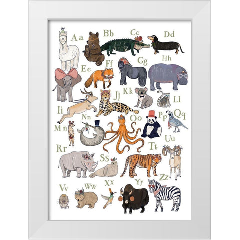 ABC Party Animal White Modern Wood Framed Art Print by Melin, Hanna