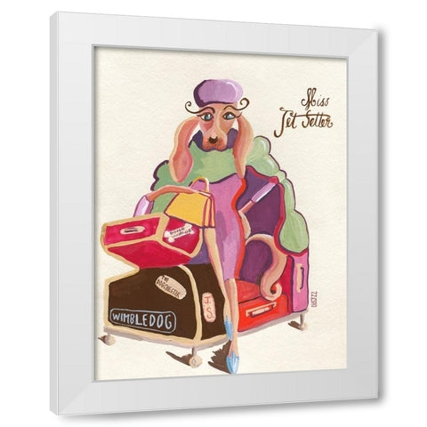 Miss Jet Setter White Modern Wood Framed Art Print by Marshall, Lucy