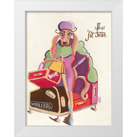Miss Jet Setter White Modern Wood Framed Art Print by Marshall, Lucy