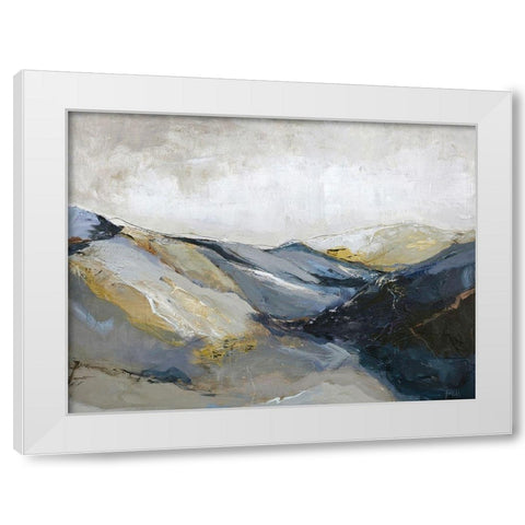 Out Line 3 White Modern Wood Framed Art Print by Design Fabrikken