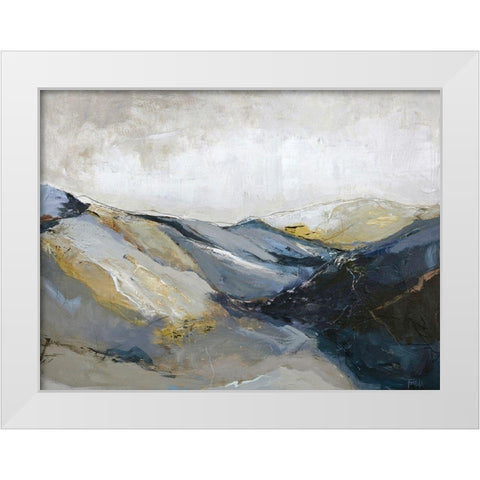Out Line 3 White Modern Wood Framed Art Print by Design Fabrikken