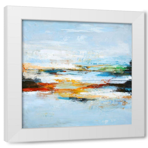 Low Limit White Modern Wood Framed Art Print by Design Fabrikken
